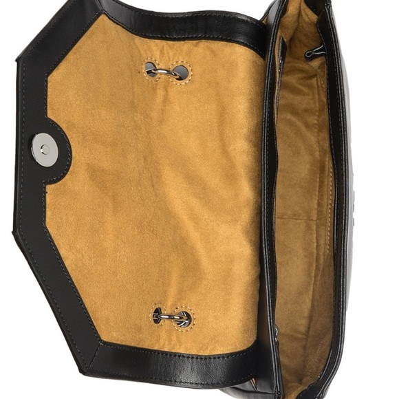 Halston Heritage Bag Black Leather Crossbody Chain Strap Leather Strap Bag NWT - Picture 5 of 10